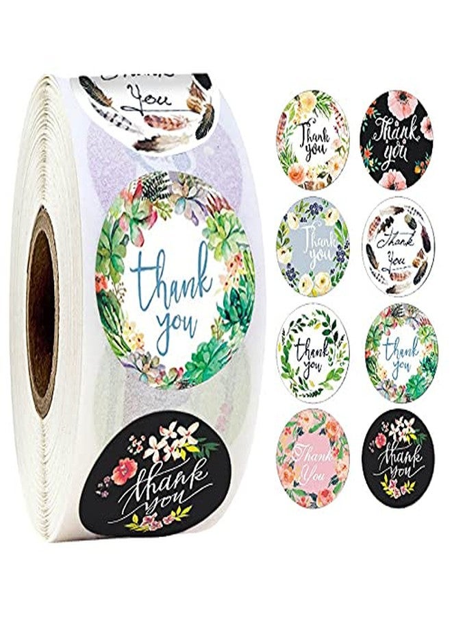 KCR Paper Elegant Floral Thank You Stickers Seal Label for Gift Packaging (Multicolour), 500 Stickers - Image 1